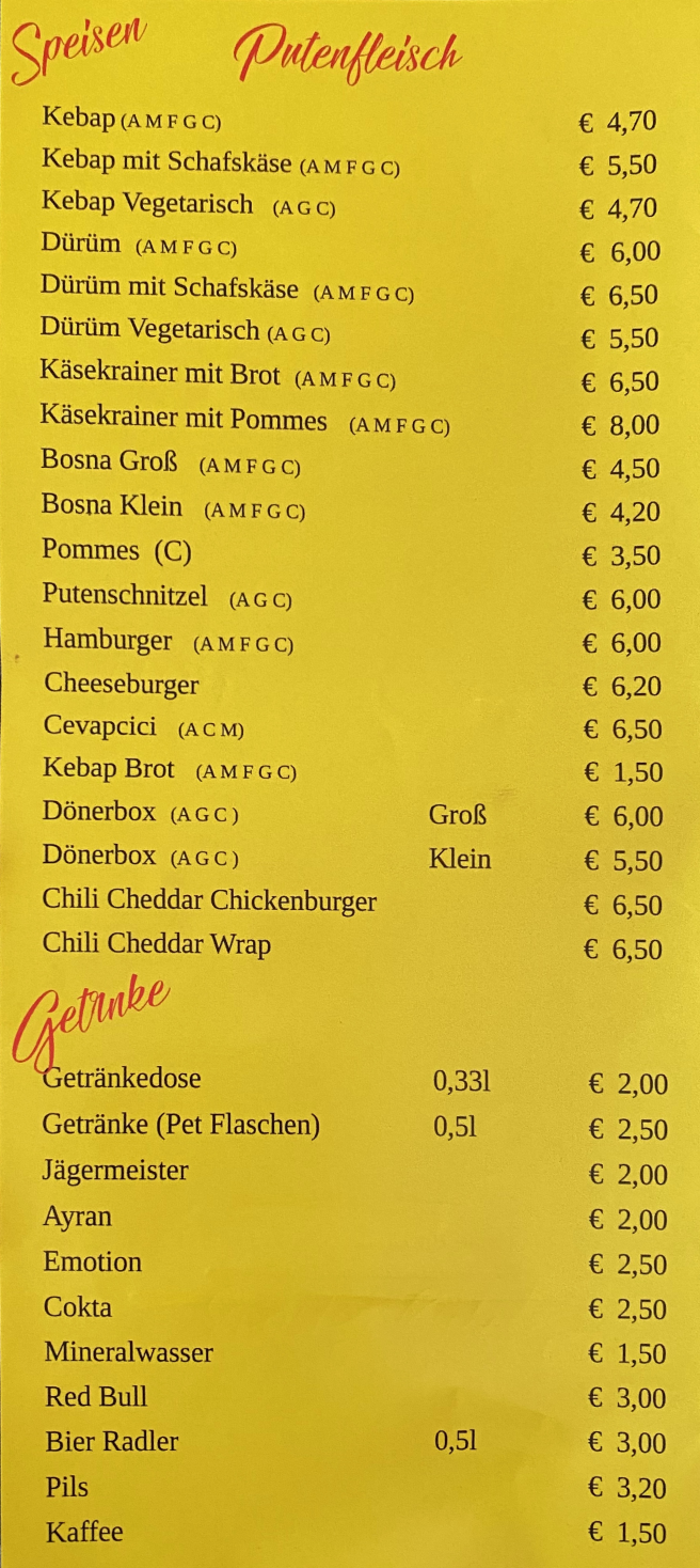 Speisekarte Burhan Restaurant & Express Grill
